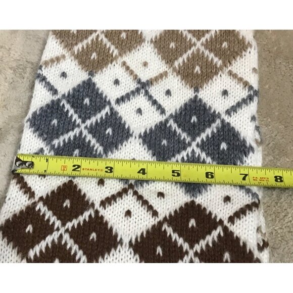 Hanes Her Way Argyle Pattern Scarf With Fringe Acrylic Polyacrylic Blend - Picture 6 of 6